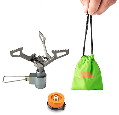 Kader Camp Stove 3000T Ultra-light 25g Titanium Alloy Camping Stove Gas Stoves Outdoor Cooker Outdoor Stove Gas Stove Portable for Picnic (3000T+Adapter)