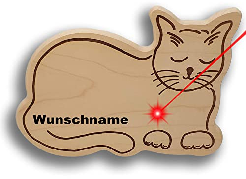 DEKOFANT Frühstücksbrettchen Holz Katze schläft personalisiert mit Namen