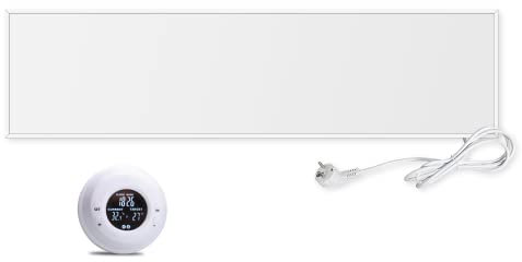 VIESTA® Infrarot Wandheizung mit Thermostat [FERNBEDIENUNG + WIFI STEUERUNG] – Infrarotheizung Kassettendecken – Carbon Crystal Infrarot Paneel App steuerbar – TH20 Funk - 120x30 cm - 360 W