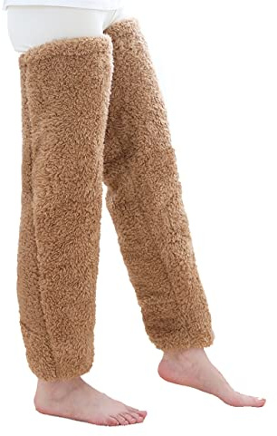 XACKWUERO Plüsch Pantoffel Strümpfe lange Beinwärmer Unisex über dem Knie | Schlafsocken, warmes, atmungsaktives Material, Design mit offener Fußpartie, Winter, Outdoor, zu Hause, Party