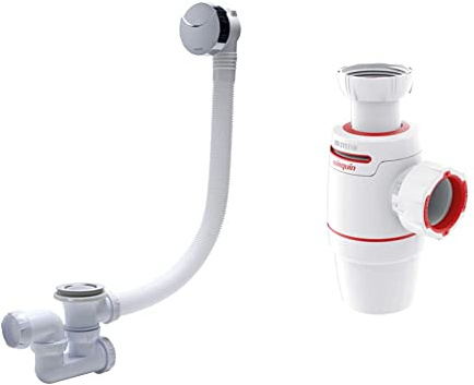 Wirquin SP5603 Ensemble compet vidage de baignoire L700, Blanc & 30722158 Siphon de lavabo Neo Air D32, Blanc