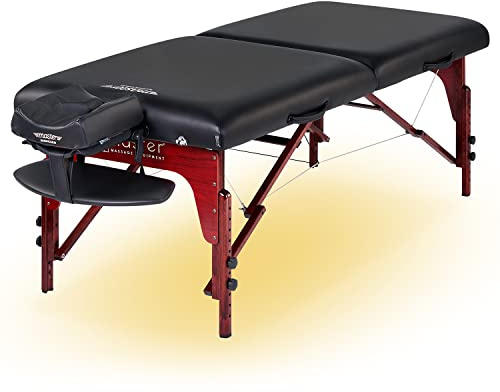 Master Massage 79cm Montclair Klappbare Mobile Massageliege aus Holz Behandlungsliege Massagebank mit Ambiente Beleuchtung Schwarz