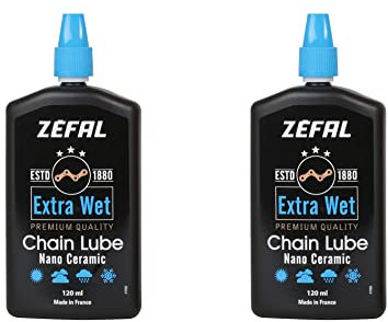 ZEFAL Pack Extra Wet Lube - Lot de Deux Bouteilles de Lubrifiant céramique premium chaîne vélo - Très longue durabilité - 120 ml Chaque Bouteille
