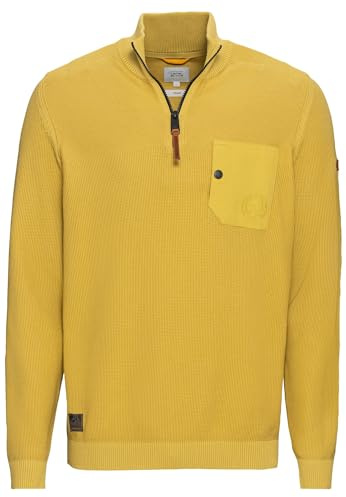 camel active Men's Knitted Troyer Made from Certified Organic Cotton, Yellow, M