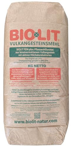 BIOLIT FEIN plus Vulkangesteinsmehl Urgesteinsmehl Milchsäurebakterien Remineralisierung Bodenhilfsstoff Garten Acker Beet Cannabis Dünger (25 kg)