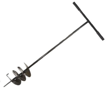 F & R Erdbohrer aus Stahl, Handerdbohrer zum Setzen von Erdlöchern, Handgriffe mit Gummi, Handbohrer für Erdarbeiten im Garten, Bau & Landschaftsbau, Lochspaten, Pfahlbohrer, Gartenbohrer, Ø 200 mm