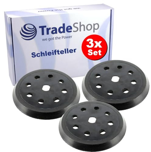 Trade-Shop Lot de 3 disques de ponçage auto-agrippants 8 trous 125 mm Compatible avec ponceuse excentrique Black & Decker BD190S BD190E KA190S KA190E