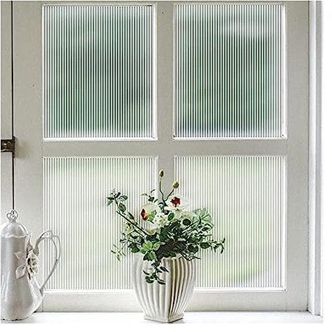 Fensterfolie Fensterglas-Sichtschutzfolie aus mattiertem Vinyl, 3D-Aufkleber for Badezimmer und Wohnzimmer, ohne Klebstoff Sichtschutzfolie Fenster Fensterfolie (Color : Transparent, Size : 45x500cm