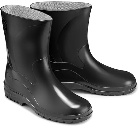 ESTRO Gummistiefel Damen Halbhoch Wasserdicht - Regenschuhe Gummistiefel Halbhoch Damen Regenstiefel Regenstiefeletten K007 (38 EU, Schwarz)