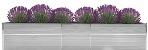 ShGaxin Garten-Hochbeet Verzinkter Stahl 400×80×77 cm Grau, Palettenrahmen, Hochteich, Gemüsebeet, Kräuterregal Balkon, Blumenbeet, Kräuterspirale, Tomatenbeet, Pflanzhochbeet - 47060