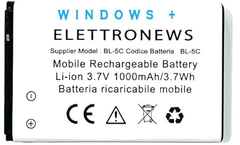 Batteria per cellulare Brondi Window +, capacità 1000mAh, caratteristiche e prestazioni pari all'originale, Brondi Windows Plus BL-5C