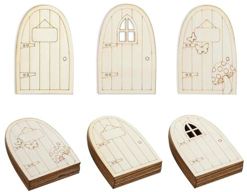 Defresit Wooden Fairy Doors Set of 30, DIY Fairy Garden Accessories and Decorations - Perfect for Fairy Parties and Birthday Wedding Home Christmas Party Decoration