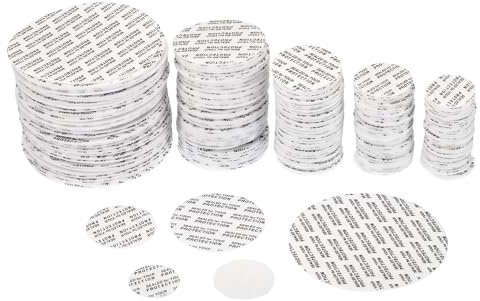 PATIKIL 20mm/24mm/28mm/38mm/63mm Pressure Sensitive Seal, 500 Pack Adhesive PS Foam Lid Cap Liners Resistant Tamper for Plastic Glass Jar Bottle Cap Seals