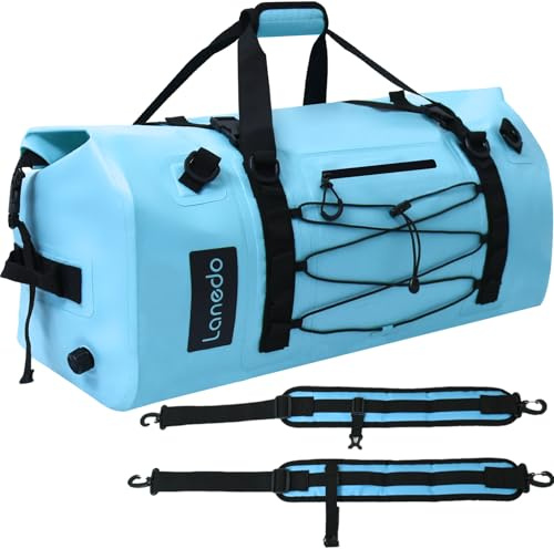 Lanedo Wasserdichte Reisetasche mit 80 l Fassungsvermögen, strapazierfähige Gurte und Griffe, für Kajakfahren, Paddleboarden, Bootfahren, Rafting, Angeln, Camping (blau)