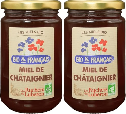 Les Ruchers du Luberon - Miel Bio & Français 400 g - Chataignier (Lot de 2)