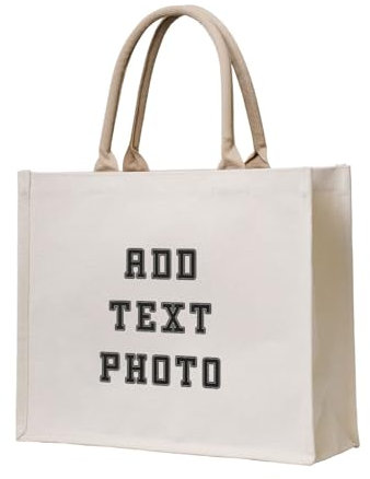 RoPox personalisierte Canvastasche,Personifizieren Strandtasche Groß Filztaschen Damen Tote Bag,stylische geräumige Tragetasche,Wunschtext mit Foto auf Stofftasche,für Damen Mama Ehefrau
