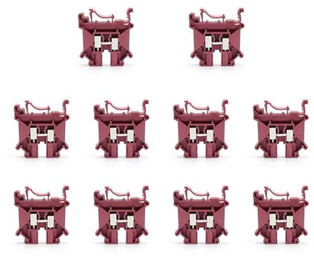 SHENGYIG 10 pezzi Morsettiere per ferroviario, morsettiera per guida a spirale, colore bordeaux, custodia in nylon PA66, morsetto di distribuzione, adatto per la manutenzione e l'installazione di