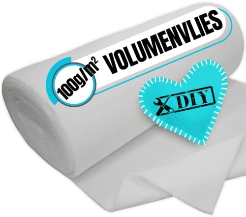 Qooltex Polstervlies 100g /m² (160cm) Meterware Volumenvlies 10mm 1cm dick | Polsterwatte zum Polstern, für Decke, Kissen - Vlieswatte Füllung, Diolenwatte waschbar, Patchwork Quilt DIY
