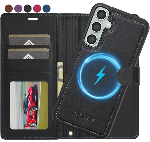 Ailicici für Samsung Galaxy S25 Hülle, 2-IN-1 Abnehmbare magnetische Hülle, Kabelloses Laden, Kartenfach Leder Case, Handyhülle RFID Klapphülle, Schutzhülle für Samsung S25 5G Hülle