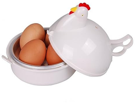 Amosfun Mikrowellen Eierkocher Mit Eiertassen Hühnerförmiger Dampfgarer Aus Lebensmittelechtem Kunststoff Schnellkochendes Ei-garer Gerät Für Weiche Und Harte Eier