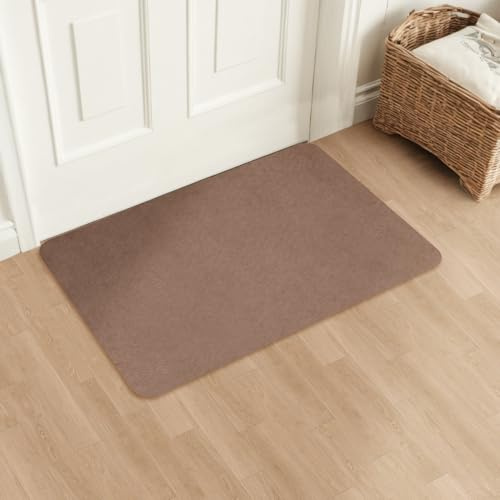 Aoxisicoo Schmutzfangmatte 60x90cm,Superdünn InnenFußmatte, Saugfähiges Rutschfester Teppich, strapazierfähige Türmatte,Für Eingangsbereich, Küche, Terrasse, Haustür,Braun