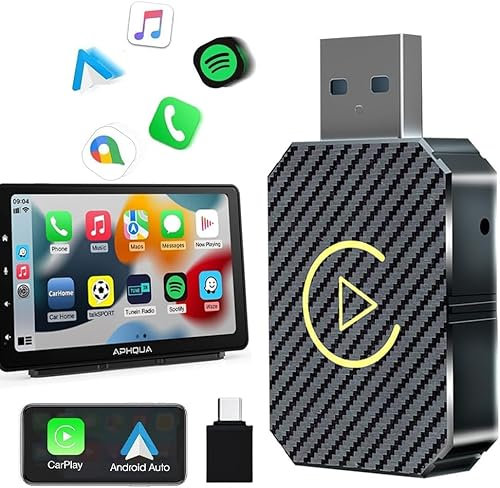 DAJASD Wireless Android Auto & Carplay Adapter, 2 in 1 Carplay & Android Auto Wireless Adater Konvertiert kabelgebundene in Drahtloses, Mini & Stabil Car Connect Pro für Autos, USB/Type C Plug & Play