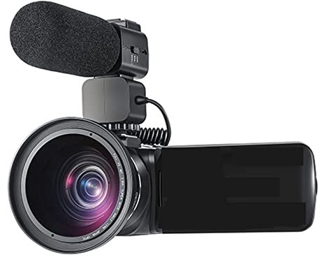 EDEDE Appareil Photo numérique, Caméscope Vlog Caméra Vidéo avec Microphone Objectif Grand Angle, 1080P Full HD, Zoom Optique 10X pour Adolescents, débutants, Adultes(Bundle A)