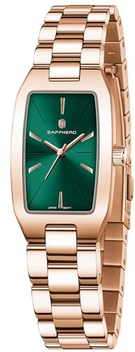 SAPPHERO Ladies Watches Brand Relojes，Relojes de Pulsera de Cuarzo Correa de Acero Inoxidable Reloj Cuadrado para Damas- Disponible Dorado y Plateado