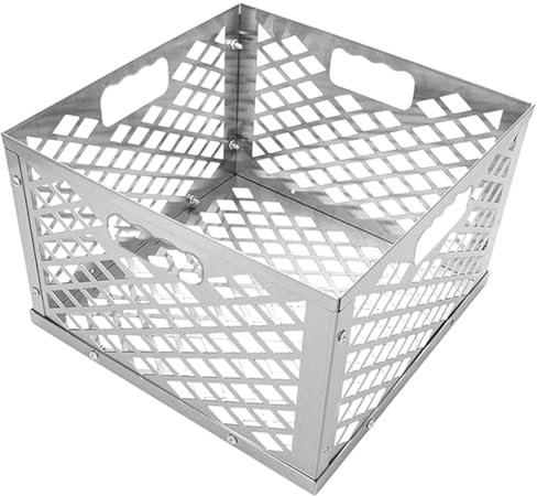 BESPORTBLE Caja Para Carbón De Acero Inoxidable Para Parrilla Offset, Cesta Para Almacenamiento y Ahumado Al Aire Libre, Capacidad Amplia, Resistente y Fácil De Limpiar