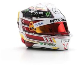 BELL HELMET CASCO HELMET F1 LEWIS HAMILTON WORLD CHAMPION TEAM AMG PETRONAS W09 N 44 4th MEXICO GP 2018 WHITE BLACK RED