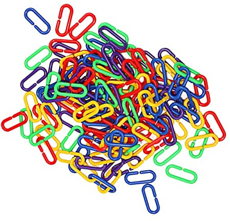 BUGUUYO 100pcs Bird Chewing Toys Chain Links for Bird Swing Chain Plastic Links Type Clips Toy Accessories Parrot Playset