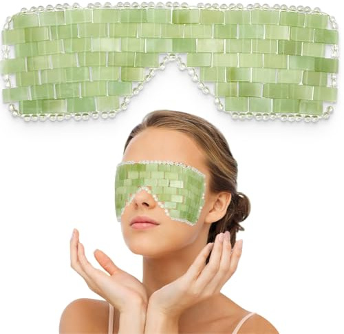 KUMSODE Maschera per Gli Occhi in Giada, Maschera Per Occhi In Pietra, Naturale Pietre Di Giada Anti Invecchiamento, Aiuta A Ridurre il Gonfiore Degli Occhi, il Seno, il Mal di Testa, L'Emicrania