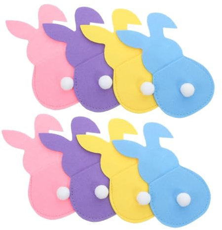 OUNONA 8stücke Filz Osterhasen Besteckhalter Bestecktaschen Mit Bommeln Für Tischdekoration Frühling Ostern Partys
