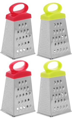 JOINPAYA 4 Pack Mini Box Grater Stainless Steel 4-Sided Kitchen Cheese Grater with Handle Small Manual Shredder for Cheese Carrot Ginger Garlic Chocolate