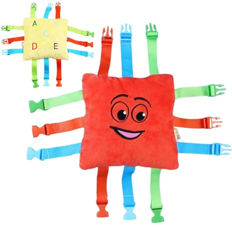 Jouet d’Oreiller à Boucle sensorielle - d’Apprentissage précoce, activité | Coussin éducatif en Peluche pour Le développement de la motricité Fine des Tout-Petits, Aide à la correspo