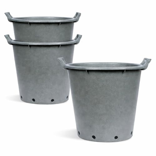 Muddy Hands Pack of 3 × 50 Litre Eco-Friendly Heavy Duty Plant Pots with Handles - Large Outdoor Garden Planters for Vegetables, Potatoes, Flowers & Trees (Made from Recycled Plastic)