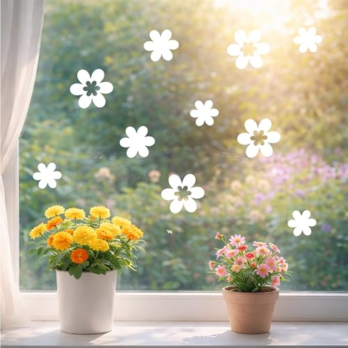 Fensterbilder Blumen weiß 2–15 cm, 52 Fenstersticker, wiederverwendbar