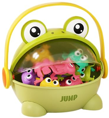 Funny Jumping Toad Game – Mini Lanceur à Ressort, Jouet Puzzle pour, Prix de Carnaval | Pack de Jeu Familial interactif avec Seau de Rangement Pratique pour garçons et Filles, remplisseurs de