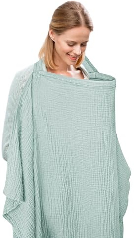 Fundas de lactancia de privacidad para lactancia, bufanda de algodón | transpirable, panel de ventana estructurado con alambre abierto, cobertura de 360 grados, poncho protector y ligero