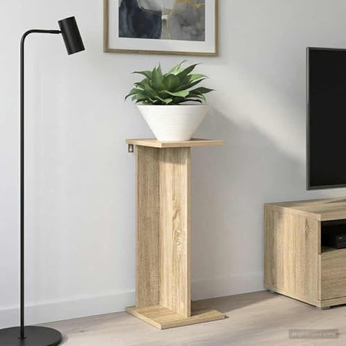 Ordellia Soporte para plantas de madera de roble Sonoma, 25 x 25,5 x 60,5 cm, soporte para flores para salón, estantería para plantas, escaleras de flores, soporte para macetas, decoración, interior