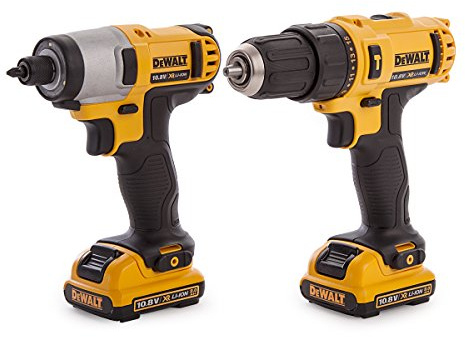 DEWALT DCK218D2T-GB Li-Ion XR Tstak Kit Box Cordless Combi-Drill and Impact Driver, 10.8 V, Yellow/Black, Set of 2 Pieces