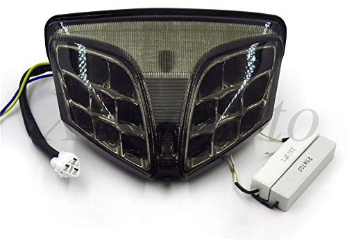Xingmoto Motorrad-Rücklicht, getöntes LED-Bremslicht mit integrierten Blinkern, Kompatibel mit Suzuki 2008–2013 GSXR 600 750/2008–2013 GSXR 1000