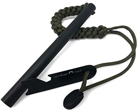 Ember Rock XXL Firesteel Fire Starter - Huge Survival Ferrocerium Rod 152mm x 12.7mm - Paracord Lanyard with Multi Tool Scraper