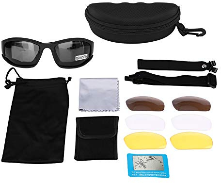 Yctze Lunettes de polarisées, Lunettes de militaires Lunettes de polarisées UV400 4 lentilles pour la chasse en plein air Tir Cyclisme