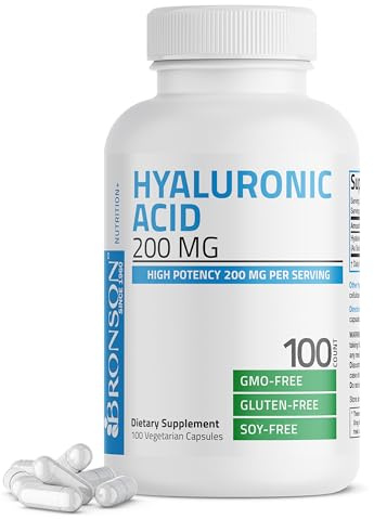 Bronson Hyaluronic Acid 200 MG High Potency Joint Health & Healthy Skin Support, Non-GMO, 100 Vegetarian Capsules