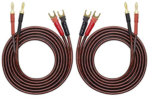 XMSJSIY HiFi OFC Speaker Wire with Spade Plug to Banana Plug Jumper Cable