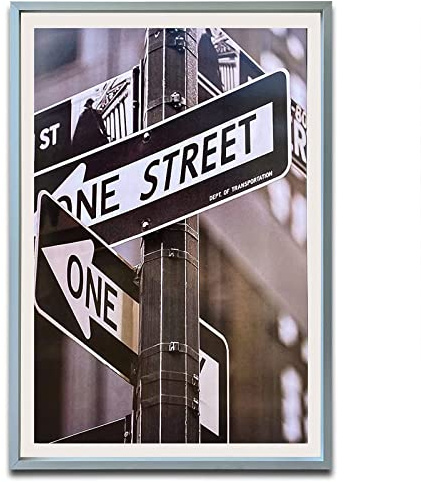 TheDisplayGuys - Contemporary Aluminum Picture Frame - Tempered Glass - 12 X 18 matted to 11 X 17 - Silver - Wall Hanging