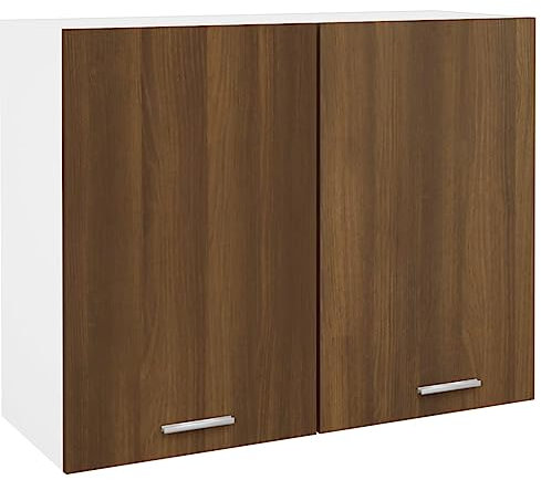 vidaXL Armario Colgante Estantería Flotante Organizador Almacenamiento Mueble de Cocina Decoración Madera Contrachapada Marrón Roble 80x31x60 cm