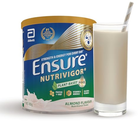 Ensure NutriVigor – Almond Flavour Shake - 400g – Nutritional Supplement | Food Supplement with Protein, HMB & 27 Vitamins & Minerals – Supports Strength, Energy & Immunity – With Vitamin D, C & B