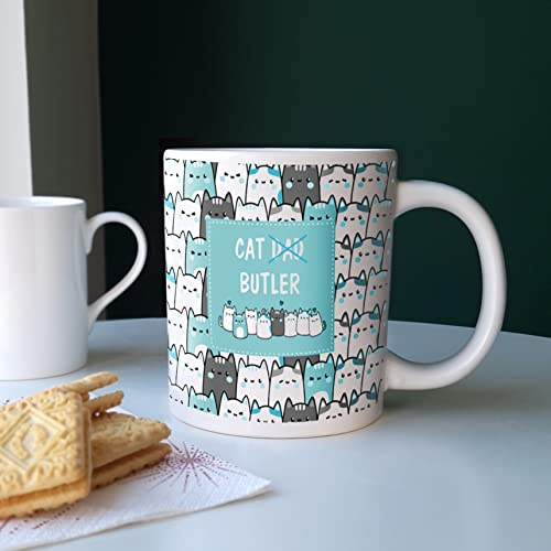 Purely Home Extra Large Big Cat Dad Butler Mug - Jumbo White Coffee/Tea Gift for Cat Lovers